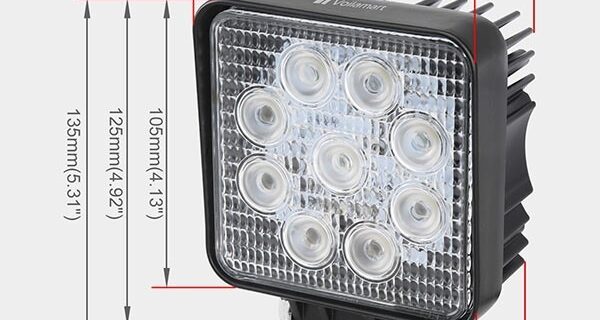 FARO LED 27 WATTS CUADRADO 9 LED 12V/24V