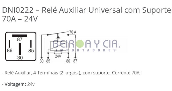 RELAY DNI 0222 24V 70 AMP. 4 T
