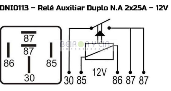 RELAY DNI 0113 12V 2X2OAMP. 5T S/SOPORTE UNIVERSAL