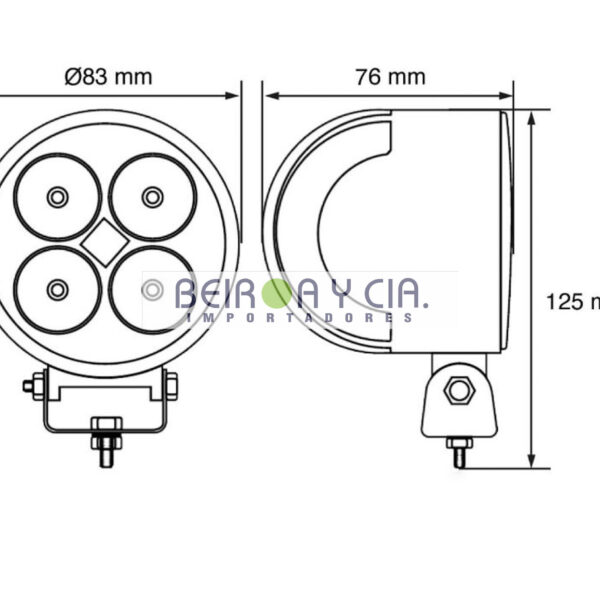 FARO LED 12W 4 LED REDONDO 12V/24V