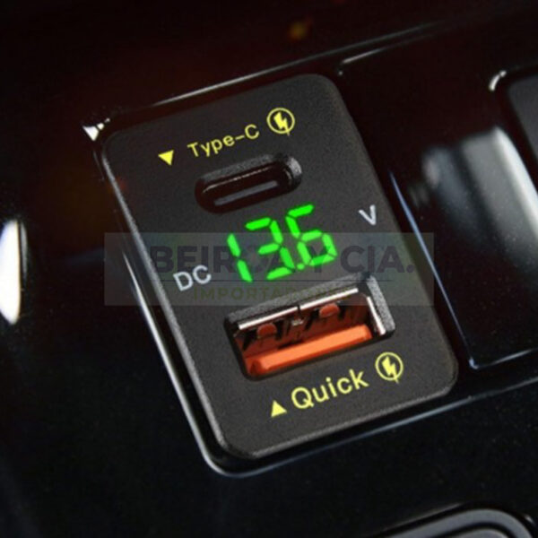 CARGADOR USB 12V 24V 5V USB + C + VOLTIMETRO 34x19mm